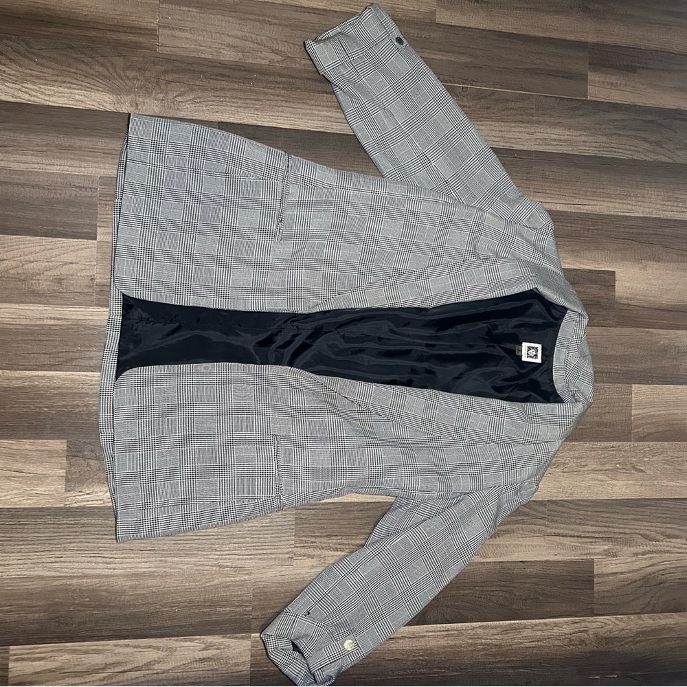 Anne Klein Gray Plaid Blazer